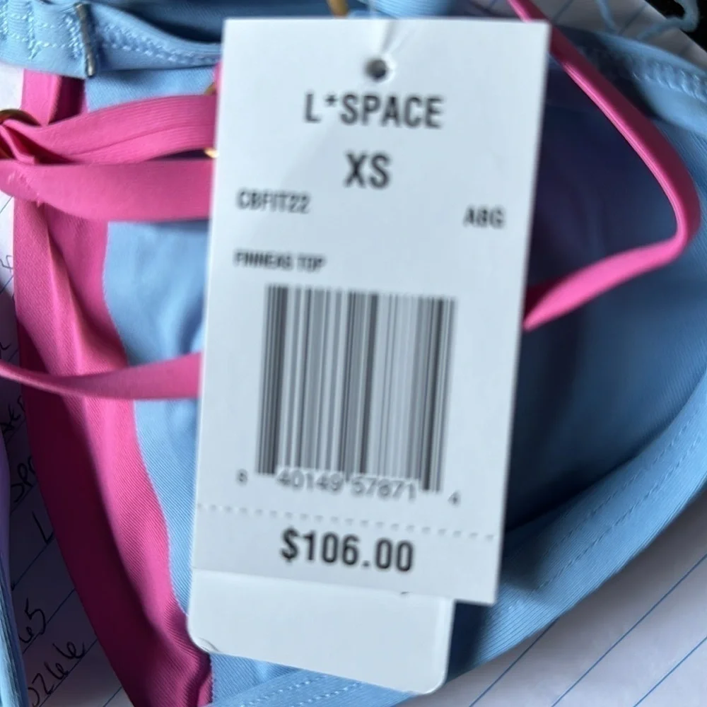 L*Space Finneas Top Light Blue & Pink Style CBFIT22 ABG Size XS NWT